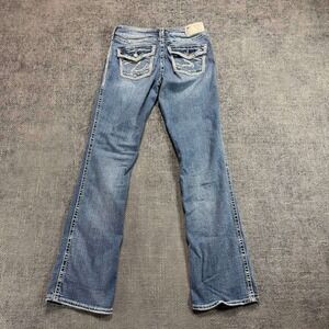 Silver Jeans Co Suki Mid Bootcut Jeans Womens 28 Medium Wash Y2K Thick Stitch
